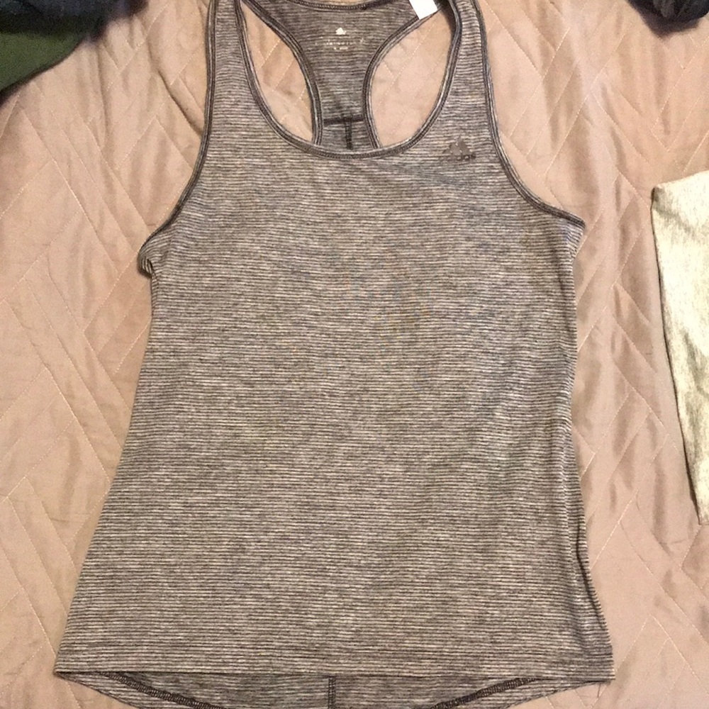 Adidas Grey Striped Racerback
